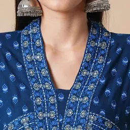 globus Floral Print A-Line Kurta with Pants image 5