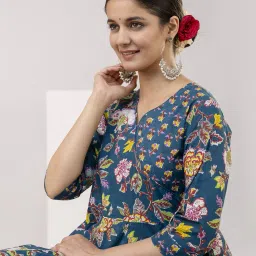 kimayra Women Floral Print Flared Kurta image 5