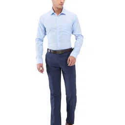 park avenue Men Relaxed-Fit Flat-Front Trousers with Insert Pockets image 5