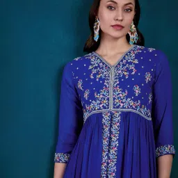 kvs fab Women Embroidered A-Line Kurta & Palazzos Set image 5