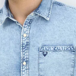 allen solly Men Washed Slim Fit Shirt with Spread Collar image 5