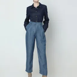 vero moda Women High-Rise Tapered Fit Pleated Pants image 5