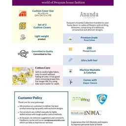 swayam Set of 2 Striped Cushion Cover 24"X24" image 5