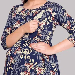 mamma's maternity Leaf Printed Gown Dress image 5