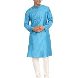 fabindia Long Kurta with Band Collar image 5