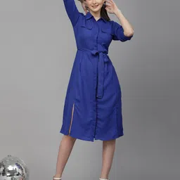 style quotient Shirt Dress with Waist Tie-Up image 5