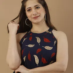 daevish Leaf Print Sleeveless Fit & Flare Dress image 5