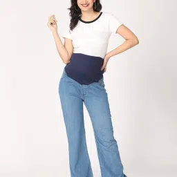 the mom store Women Wide-Leg Maternity with Belly Support Jeans image 5