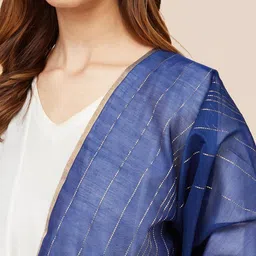 fabindia Women Striped Dupatta with Fringes image 5