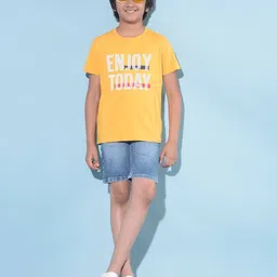 crimsoune club Boys Washed Regular Fit Denim Shorts image 5