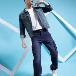 the indian garage co Men Washed Slim Fit Denim Jacket image 5