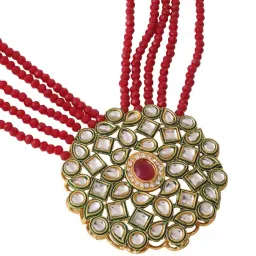 nvr Gold-Plated Kundan-Studded Necklace & Earrings Set image 5