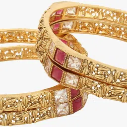 adwitiya Set of 4 Gold-Plated Stone-Studded Bangles image 5