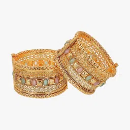 adwitiya Set Of 2 Women Gold-Plated Stone-Studded Slip-On Bangles image 5
