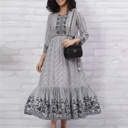 rangriti Women Chevron Print Flared Kurta image 5