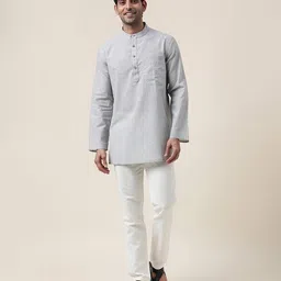 fabindia Striped Band-Collar Kurta image 5