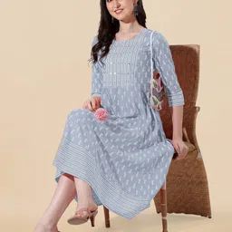 mirchi fashion Women Block Print Flared Kurta image 5