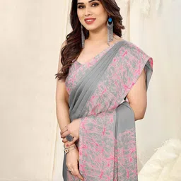 mirchi fashion Women Chiffon Saree with Printed Border image 5
