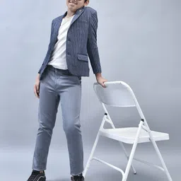 crimsoune club Boys Striped Lapel-Neck Blazer with Flap Pockets image 5