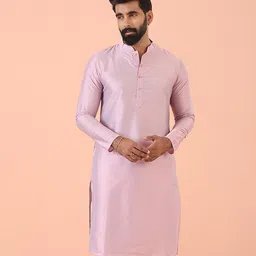 kisah Men Regular Fit Long Kurta with Mandarin Collar image 5