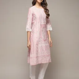 biba Women Floral Print Straight Kurta image 5