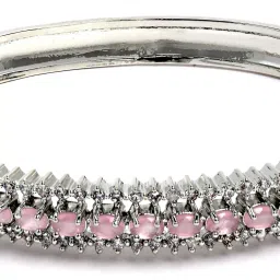 karatcart Silver Tone AD Studded Bangles image 5