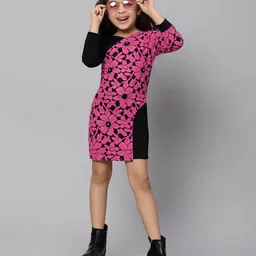 mac win Girls Floral Print Bodycon Dress image 5