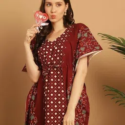 secret wish Women Printed V-Neck Kaftan image 5