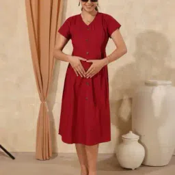 easy mom Women Fit & Flare Dress with Waist Tie-Up image 5