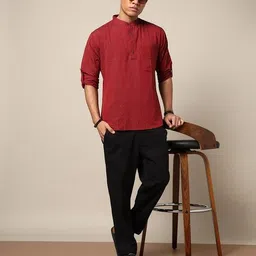 indie picks Checked South Cotton Woven Regular Fit Short Kurta image 5