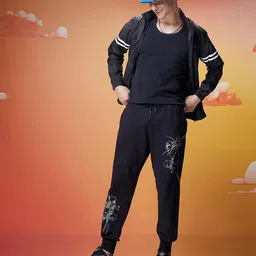 bewakoof Men's Naruto The Rivals Graphic Printed Super Loose Fit Joggers image 5