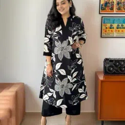 svaraa Women Floral Print Straight Kurta Set image 5