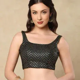 salwar studio Women Chevron Pattern Square-Neck Blouse image 5