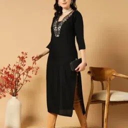 nyrika Women Embroidered A-Line Kurti image 5