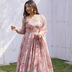 nyrika Women Floral Print Anarkali Kurta Set image 5