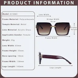 hashtag eyewear Women UV Protected Shild Sunglasses - G-15065-brown image 5
