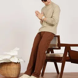 alpha tribe Men Ribbed Straight Track Pants image 5