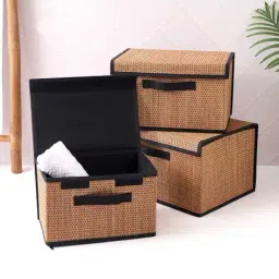 home centre Bamboo Foldable Storage Basket with Lid image 5