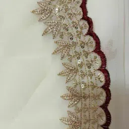 nancy designer Women Pre-Stitched Saree with Embroidered Scalloped Border image 5
