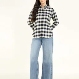 hancock Women Checked Relaxed Fit Shirt image 5