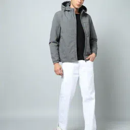 fort collins Men Semi-Lightweight Regular Fit Hooded Bomber Jacket image 5