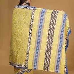 indie picks Block Print Pure Cotton Saree image 5