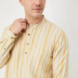 max Men Striped Short Kurta with Mandarin Collar image 5