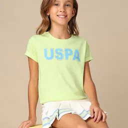 u.s. polo assn. Girls Typographic Print Relaxed Fit Round-Neck T-Shirt image 5