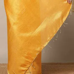 indie picks Handwoven Tissue Linen Plain Saree image 5
