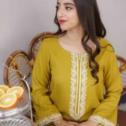 dmunesh fashion Women Embroidered Straight Kurta with Pants & Dupatta image 5