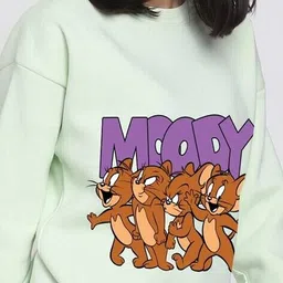 bewakoof Women's Tom & Jerry  Moody Jerry Graphic Printed Oversized Sweatshirt image 5