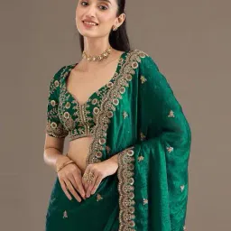 griva designer Women Embroidered Saree with Contrast Border image 5