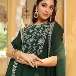 svaraa Women Embroidered Gown Dress with Jacket image 5