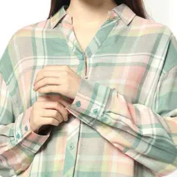 dnmx Women Plaid Check Oversized Shirt image 5